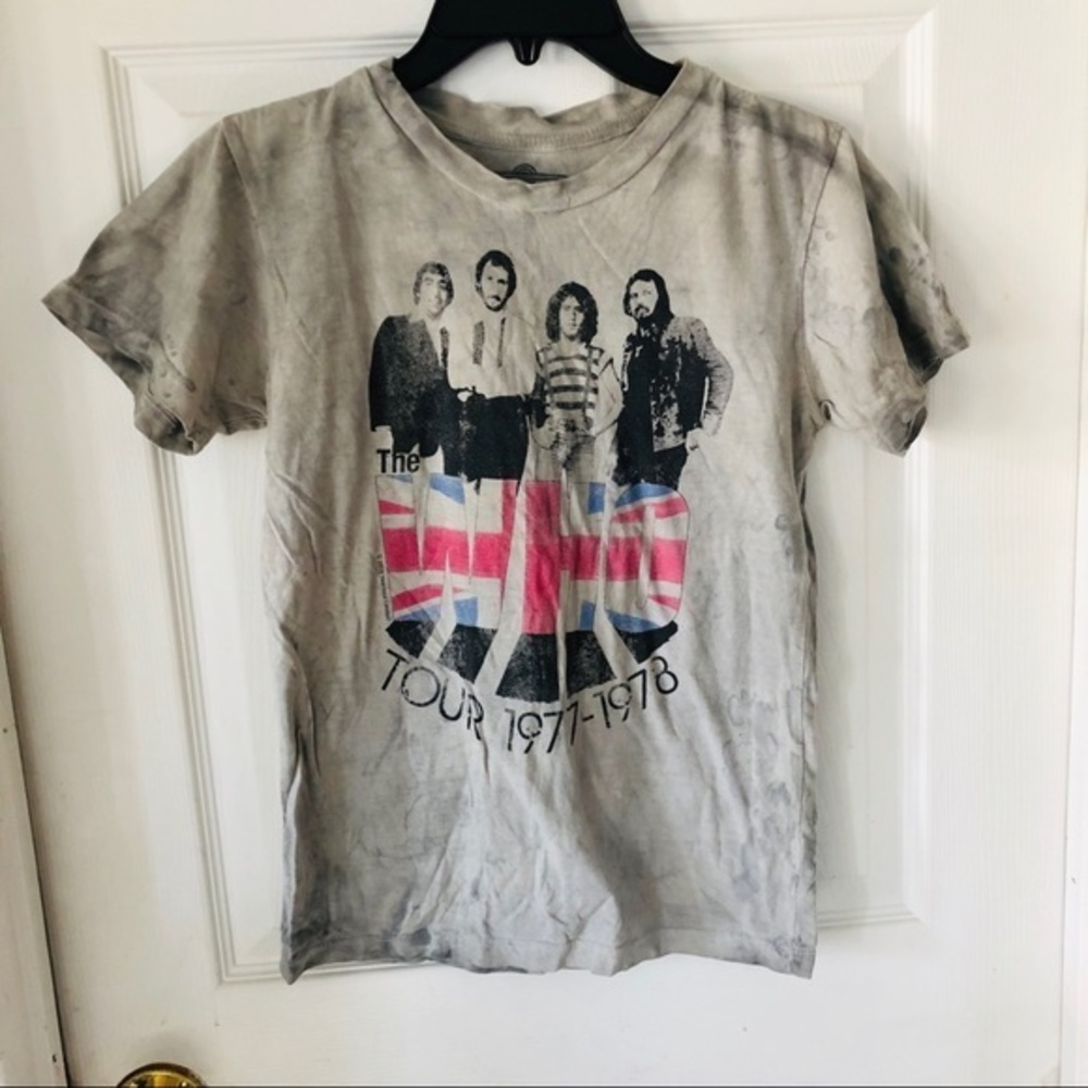 WINTERLAND The Who tour 1977-1978 Gray tie-dye distressed band TEE shirt size XS